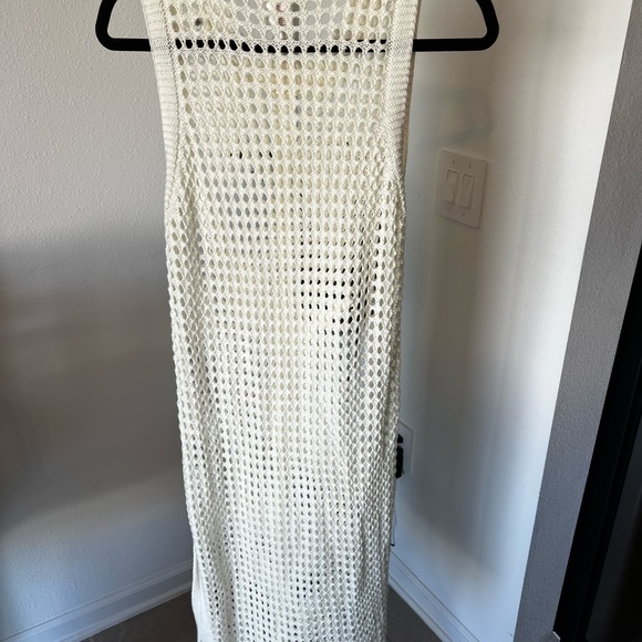 Sleeveless Crochet Midi Dress swimsuit cover up in Cream - Picture 2 of 4